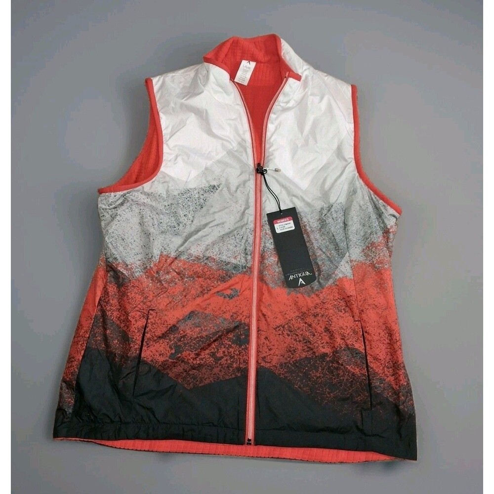 NWT Antigua Compass Women's Full Zip Golf Vest Size L Multi-Color Red White